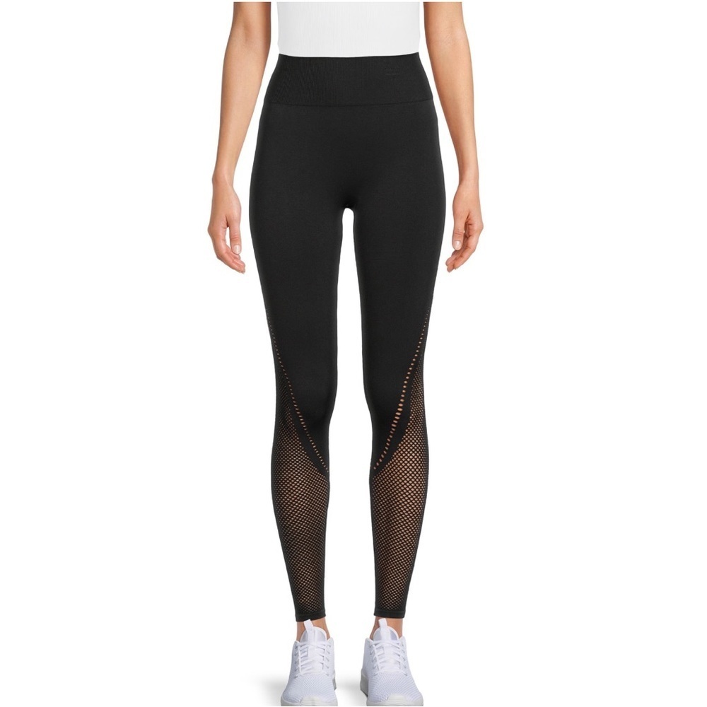Avia Womens Black Seamless‎ Contour Leggings Mesh Compression Workout Gym Large